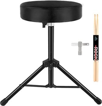 EASTROCK Drum Throne Universal Adjustable Height Drum Stools, Padded Drum Seat Stool Portable Folding Drum Chair with Anti-Slip Feet for Adults Kids Drummers ,Black