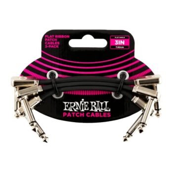Ernie Ball Flat Ribbon Patch Cable 3-Pack, 3in, Black (P06220)