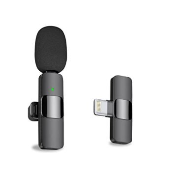 MAYBESTA Professional Wireless Lavalier Lapel Microphone for iPhone, iPad - Cordless Omnidirectional Condenser Recording Mic for Interview Video Podcast Vlog YouTube