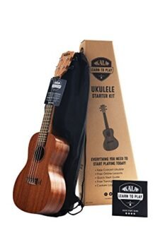 Official Kala Learn to Play Ukulele Concert Starter Kit, Satin Mahogany – Includes online lessons, tuner app, and booklet (KALA-LTP-C)