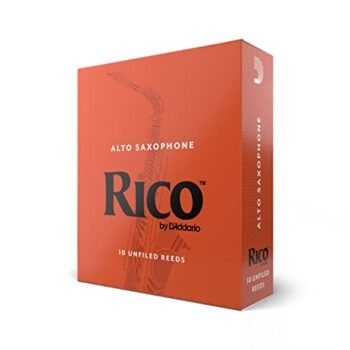 Rico Saxophone Reeds - Reeds for Alto Saxophone - Thinner Vamp Cut for Ease of Play, Traditional Blank for Clear Sound, Unfiled for Powerful Tone - Alto Sax Reeds 2.5 Strength,(10-Unfiled Reeds)1-Pack