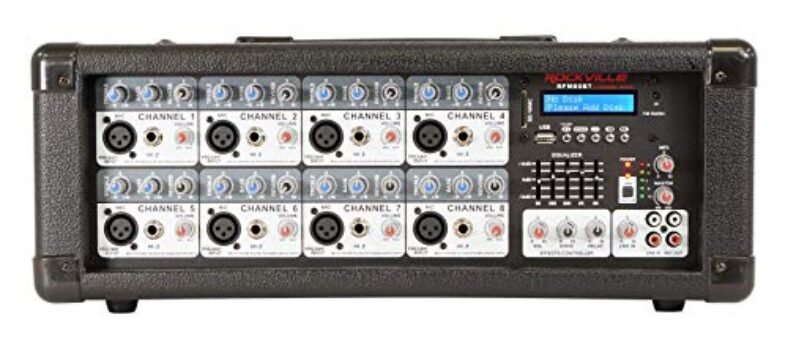 Rockville RPM80BT 2400w Powered 8 Channel Mixer/Amplifier w/Bluetooth/EQ/Effects