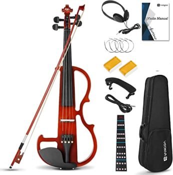 Vangoa Electric Violin, 4/4 Full Size Silent Electric Violin Kit for Beginners Adults Solid Wood Electric Fiddle Starter Set