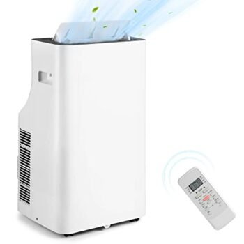 14000 BTU Portable Air Conditioner Floor Standing Quiet AC Unit Energy Efficient with Window Installation Kit, Remote Control for 450 sq.ft. Room, white