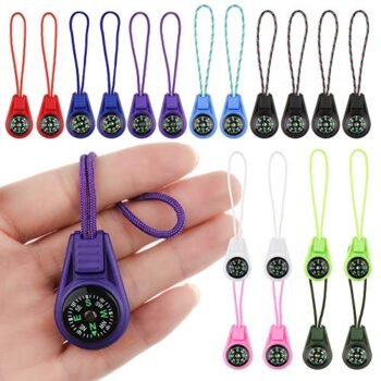 20 Pieces Mini Survival Compass Zipper Pull Slider Multi-Color Outdoor Camping Hiking Pocket Compass Liquid Filled Compass for Emergency Survival Kits Watchband Paracord Bracelet Necklace Key Chain