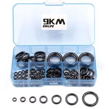 9KM DWLIFE Fishing Rod Repair Ceramic Guide Ring Replacement Kit 14 Sizes 0.13in to 1.86in (A - 28pcs)