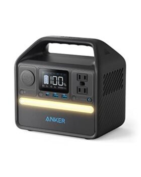 Anker 521 Portable Power Station, 256Wh Solar Generator (Solar Panel Optional) with LiFePO4 Battery Pack, 200W 6-Port PowerHouse, 2 AC Outlets, 60W USB-C PD Output, LED Light for Outdoor Camping, RV