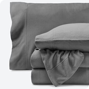 Bare Home Super Soft Fleece Sheet Set - King Size - Extra Plush Polar Fleece, Pill-Resistant Bed Sheets - All Season Cozy Warmth, Breathable & Hypoallergenic (King, Grey)