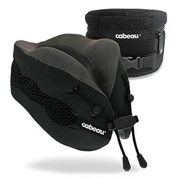 Cabeau Evolution Cooling Travel Pillow Doctor Recommended Neck Support Pillow Memory Foam Travel Pillow for Airplanes, Car, Chair, Sleeping Upright, Black