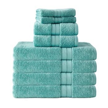 CANNON 70% Cotton 30% Bamboo 4 Bath, 2 Hand, 2 Washcloths Towel Set, 550 GSM, Super Absorbent, Breathable, Ultra Soft (Seafoam)