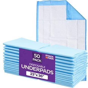 Chucks Pads Disposable [50-Pack] Underpads 23x36 Incontinence Chux Pads Absorbent Fluff Protective Bed Pads, Pee Pads for Babies, Kids, Adults & Elderly | Puppy Pads Large for Training Leak Proof