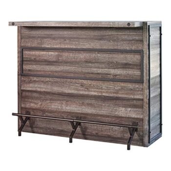 Coaster Home Furnishings Rustic 5 Shelf Home Bar Cabinet Wine Storage Unit Aged Oak Dark Gunmetal