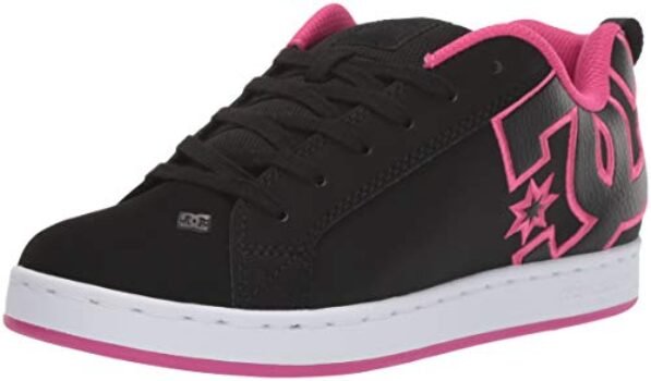 DC womens Court Graffik Skate Shoe, Black/Pink Stencil, 9.5 US