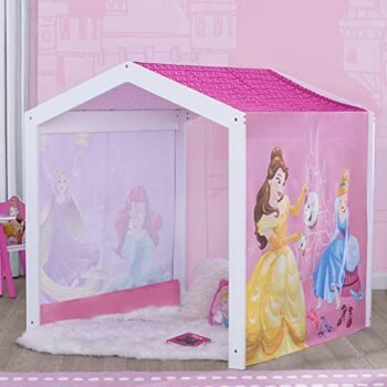 Disney Princess Indoor Playhouse with Fabric Tent for Boys and Girls by Delta Children - Greenguard Gold Certified, Great Sleep or Play Area for Kids - Fits Toddler Bed