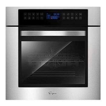 Empava 24 Inch Electric Single Wall Oven 10 Cooking Functions Deluxe 360° ROTISSERIE with Sensitive Touch Control in Stainless Steel, SC02