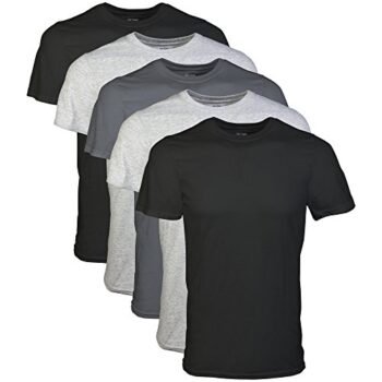 Gildan Men's Crew T-Shirts, Multipack, Style G1100, Black/Sport Grey/Charcoal (5-Pack), X-Large