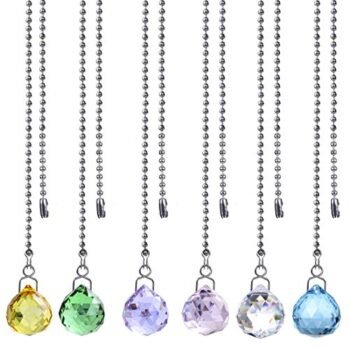 H&D HYALINE & DORA Crystal Multi-Color Crystal Ball Prism Dazzling Crystal Ceiling Fan Pull Chains (Set of 6-20mm)