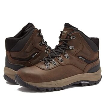 HI-TEC Altitude VI I WP Leather Waterproof Men's Hiking Boots, Upgraded New 2022 Model with High Performance Michelin Rubber Outsoles for Trail and Backpacking   - Dark Brown Tan, 9.5 Medium