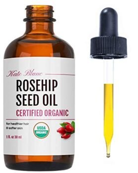 Kate Blanc Cosmetics Rosehip Oil for Face & Skin USDA Organic Rosehip Seed Oil for Gua Sha Massage & Essential Face Oil. 100% Pure, Cold Pressed Rose Hip Oil for Acne Scars & Facial Oil (1 oz)