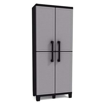 Keter Storage Cabinet with Doors and Shelves-Perfect for Garage and Basement Organization, Grey, 12 Sq Ft