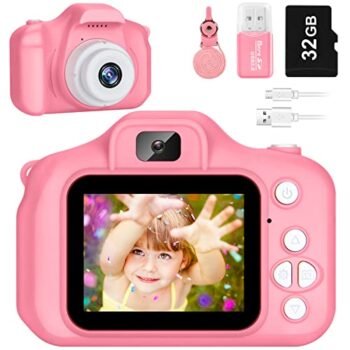 Kids Camera for Boys and Girls, SINEAU Digital Camera for Kids Toy Gift, Toddler Camera Birthday Gift for Age 3 4 5 6 7 8 9 10 with 32GB SD Card, Video Recorder 1080P IPS 2 Inch(Pink)