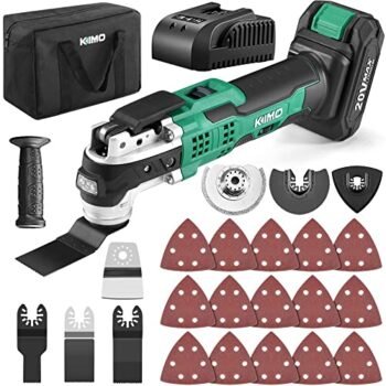 KIMO 20V Cordless Oscillating Tool Kit with 26-Piece Accessories, 21000 OPM Variable Speed & 3° Oscillating Angle, LED & Quick-Change, Oscillating Multitool for Cutting Wood Nail/Scraping/Sanding