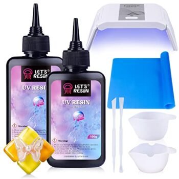 LET'S RESIN UV Resin with Light,Upgraded 200g Crystal Clear&Low Odor UV Resin Kit,36W UV Light,Silicone Mat,Ultraviolet Epoxy Resin Hard,UV Resin Starter Kit for Jewelry,Craft Decor