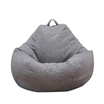 Librao Bean Bag Chair Sofa Cover(No Filler), Lazy Lounger High Back Large Bean Bag Storage Chair Cover Sack for Adults and Kids Without Filling (Dark Gray, M)