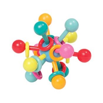 Manhattan Toy Atom Rattle & Teether Grasping Activity Baby Toy, 4.5" x 4.5" x 3.5"