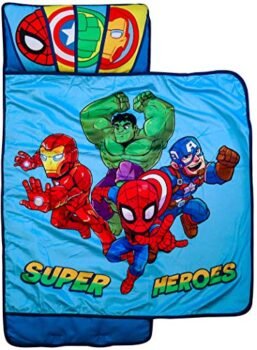 Marvel Super Hero Adventures Hero Time Nap Mat - Built-in Pillow and Blanket Featuring The Avengers - Super Soft Microfiber Kids'/Toddler/Children's Bedding, Age 3-5 (Official Marvel Product)