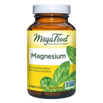 MegaFood Magnesium - Supports Nerve and Muscle Function - Mineral Supplement with Spinach - Vegan, Gluten-Free, and Made without Dairy - 90 Tabs