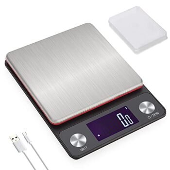 NEXT-SHINE Digital Kitchen Scale 0.1g 5kg 11lb, Rechargeable Food Scale Gram Scale 9 Measurement Units with 0.01oz Precise Graduation, Gram and Ounces for Weight Loss Baking Cooking Meal