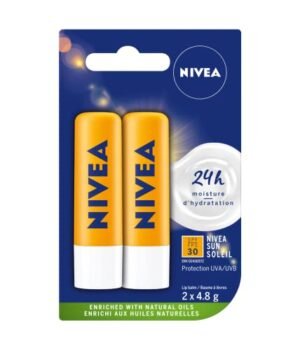 NIVEA Sun Caring Lip Balm Sticks with SPF 30, Duo Pack (2 x 4.8 g)(Imported from Canada)