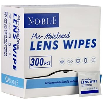 Noble Pre-moistened Lens Wipes Individually Wrapped - Lens and Screen Cleaning Wipes - Great for Eyeglasses, Cell Phones, Camera Lenses, Screens, Keyboards, and Other Delicate Surfaces (300 Wipes)