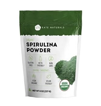 Organic Spirulina Powder (8 oz) for Immune Support and Antioxidants - Kate Naturals. USDA Certified. Natural. Non-GMO. Gluten-Free. Nutrient Dense Superfood Supplement