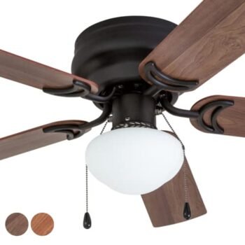 Prominence Home 50860 Alvina LED Globe Light Hugger/Low Profile Ceiling Fan, 42 inches, Bronze