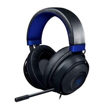 Razer Kraken Gaming Headset: Lightweight Aluminum Frame - Retractable Noise Isolating Microphone - for PC, PS4, PS5, Switch, Xbox One, Xbox Series X & S, Mobile - 3.5 mm Headphone Jack - Black/Blue
