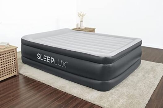 SLEEPLUX Durable Inflatable Air Mattress with Built-in Pump, Pillow and USB Charger, 22" Tall Queen