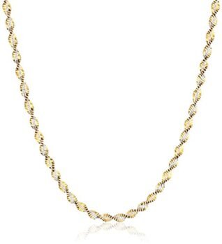 Sterling Silver 18k Gold Two Tone 2.3mm Twisted Butterfly Chain Necklace, 18"
