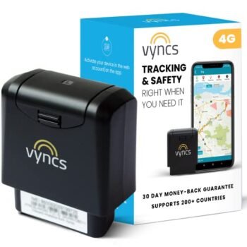 Vyncs - GPS Tracker for Vehicles, [No Monthly Fee], 4G LTE, Vehicle Location, Trip History, Driving Alerts, GeoFence, Fuel Economy, OBD Fault Codes, USA-Developed, Family or Fleets