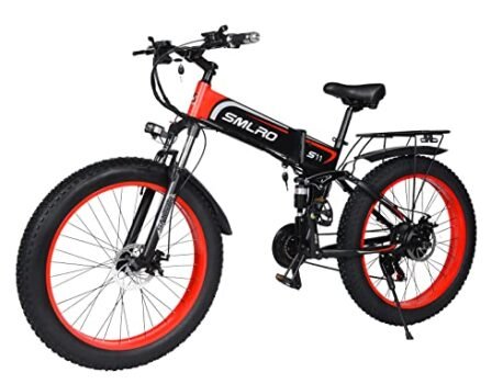 YinZhiBoo SMLRO Folding Electric Bike 26“ 4.0 Fat Tire Foldable Electric Bicycle 1000W Motor Removable 48V/10AH BatteryThrottle & Pedal Assist Shimano 21-Speed UL and GCC Certified