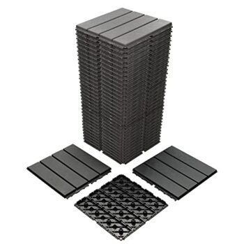 36 sq. ft Plastic Interlocking Deck Tiles,36 Pack Patio Deck Tiles,12"x12" Waterproof Outdoor Flooring All Weather Use, Patio Floor Decking Tiles for Porch Poolside Balcony Backyard,Dark Grey