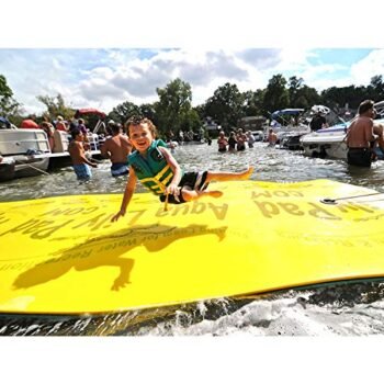 Aqua Lily Pad Original Floating Water Mat, Patented 2 Layer FlexCore Green/Yellow Foam Raft, Made in The USA (18 Foot)