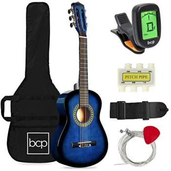 Best Choice Products 30in Kids Acoustic Guitar Beginner Starter Kit with Electric Tuner, Strap, Case, Strings - Blueburst