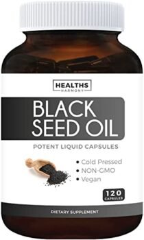 Black Seed Oil - 120 Softgel Capsules (Non-GMO & Vegan) Premium Cold-Pressed Nigella Sativa Producing Pure Black Cumin Seed Oil with Vitamin E - 500mg Each, 1000mg Per 2 Capsule Serving