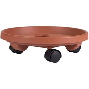 Bloem Rolling Plant Stand Caddie Saucer Round 16" Terra Cotta