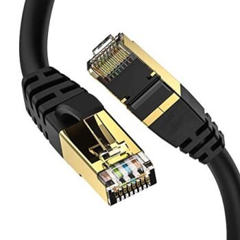 Cat8 Ethernet Cable, Outdoor&Indoor, 50FT High Speed 26AWG Cat8 LAN Network Cable 40Gbps, 2000Mhz with Gold Plated RJ45 Connector, Heavy Duty Weatherproof S/FTP UV Resistant for Router/Gaming/IP Cam