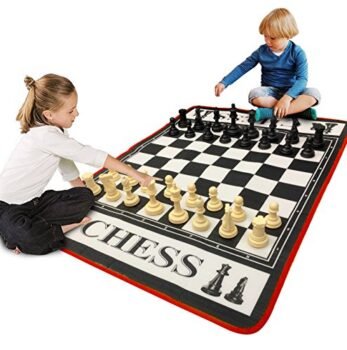 EasyGoProducts Giant 3' X 4' Mat Chess Game – Indoor Outdoor Family Game – Lawn Game –Piece Range from 3-6" Tall