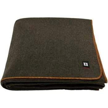 EKTOS 100% Wool Blanket, 5.0 lbs, Warm, Thick, Washable, Large 66" x 90", US Military Style | Perfect for Home, Camping, Outdoor Adventures, Survival & Emergency Kits (Olive Green)