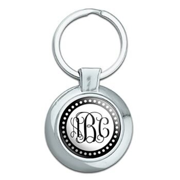 Graphics and More Personalized Custom Monogram Fancy Font Scalloped Outline Classy Round Chrome Plated Metal Keychain